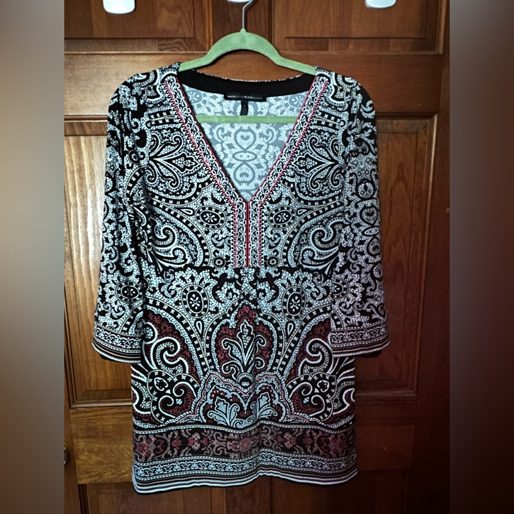 White House Black Market Black and White Paisley Dress